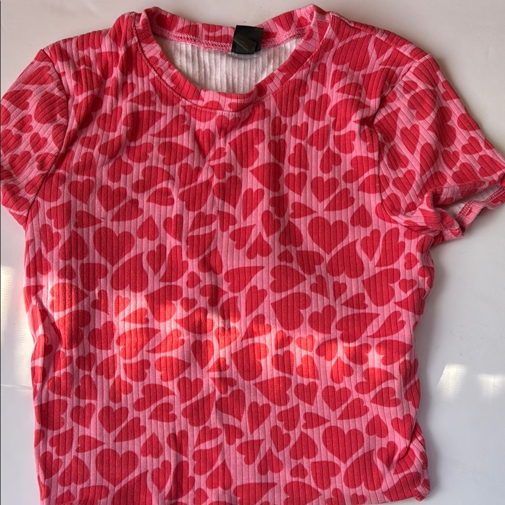 Red and Pink Heart Print Tee